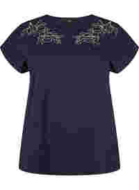 T-Shirt aus Baumwolle mit Blattprint