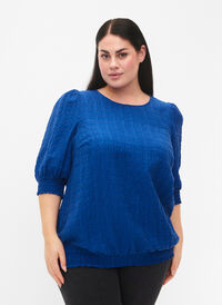 Smock Bluse mit Lyocell (TENCEL™), Strong Blue, Model