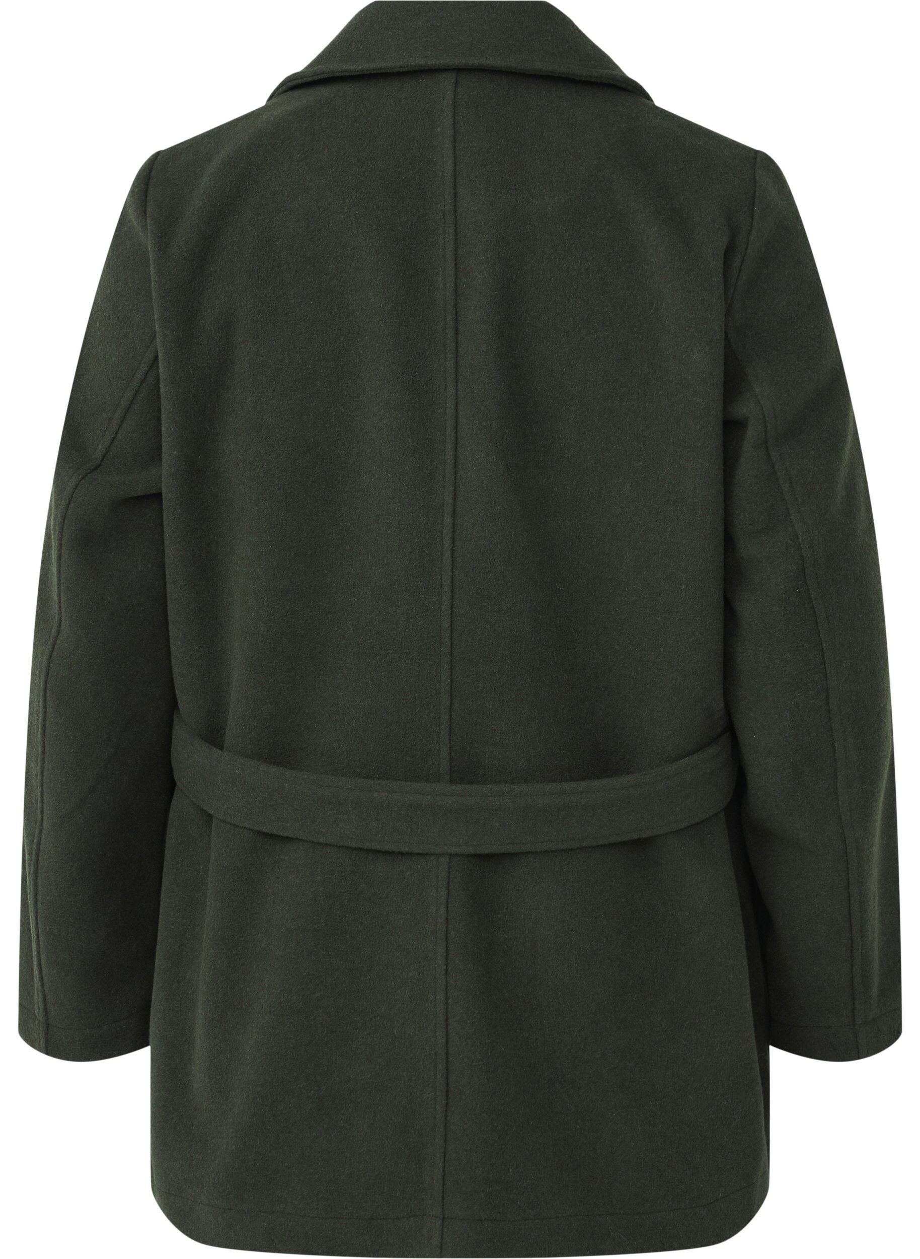 ZizziKurze Wolljacke mit G&uuml;rtel, Forest Night Mel., Packshot image number 1