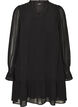 Kleid aus Viskose mit R&uuml;schen und transparenten &Auml;rmeln, Schwarz, Packshot image number 0