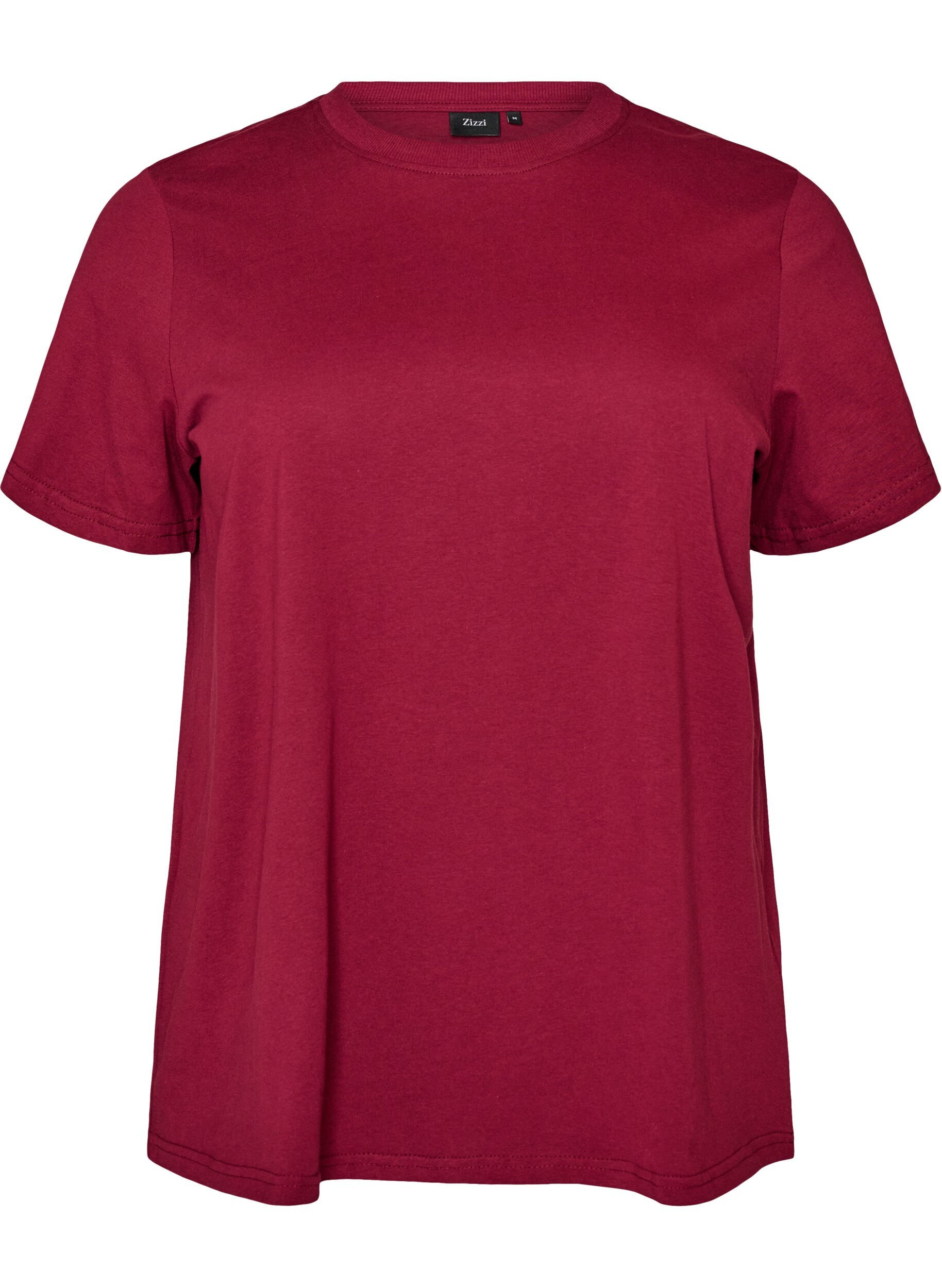 ZizziBasic T-Shirt aus Baumwolle mit Rundhalsausschnitt, Rot, Packshot image number 0
