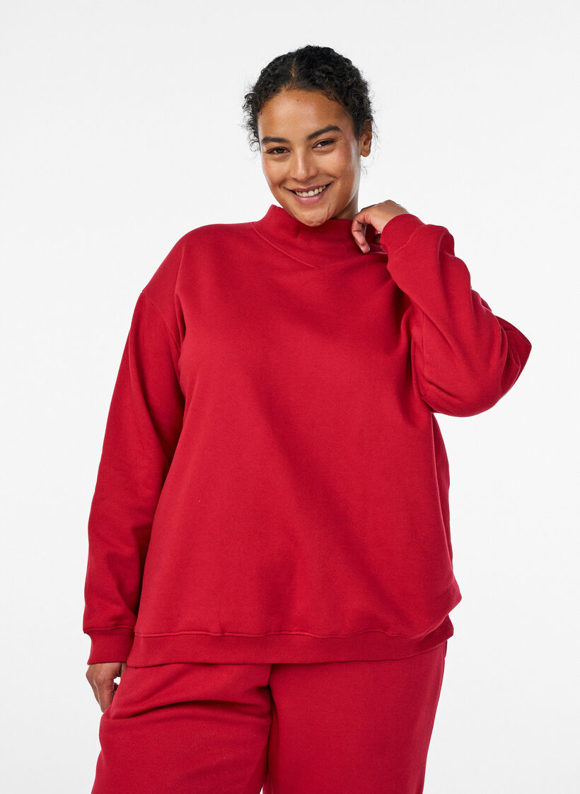 Sweatshirt mit hohem Kragen und langen &Auml;rmeln, Rot, Model image number 0