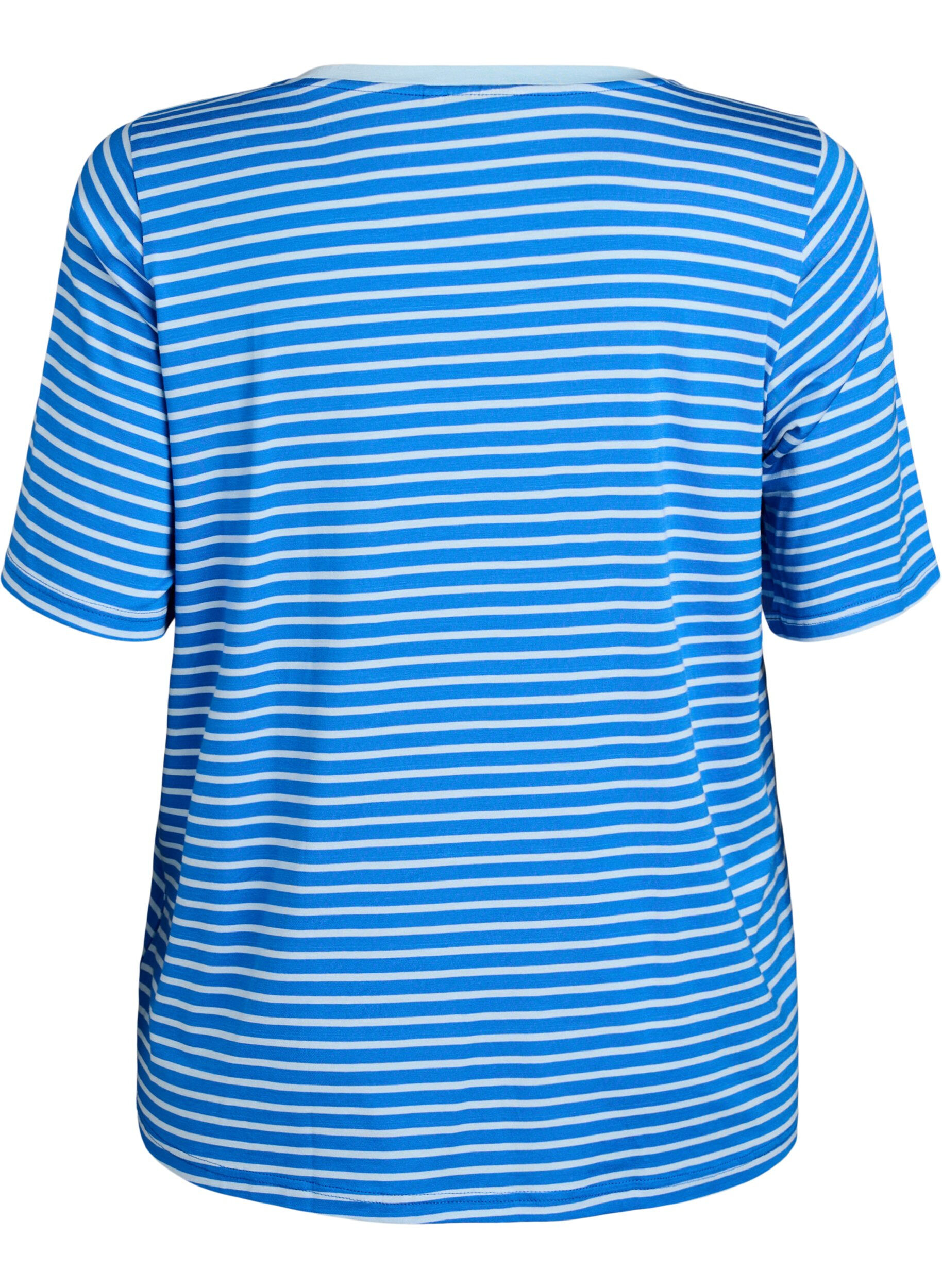 ZizziGestreiftes T-Shirt aus TENCEL&trade; Lyocell, Blau, Packshot image number 1