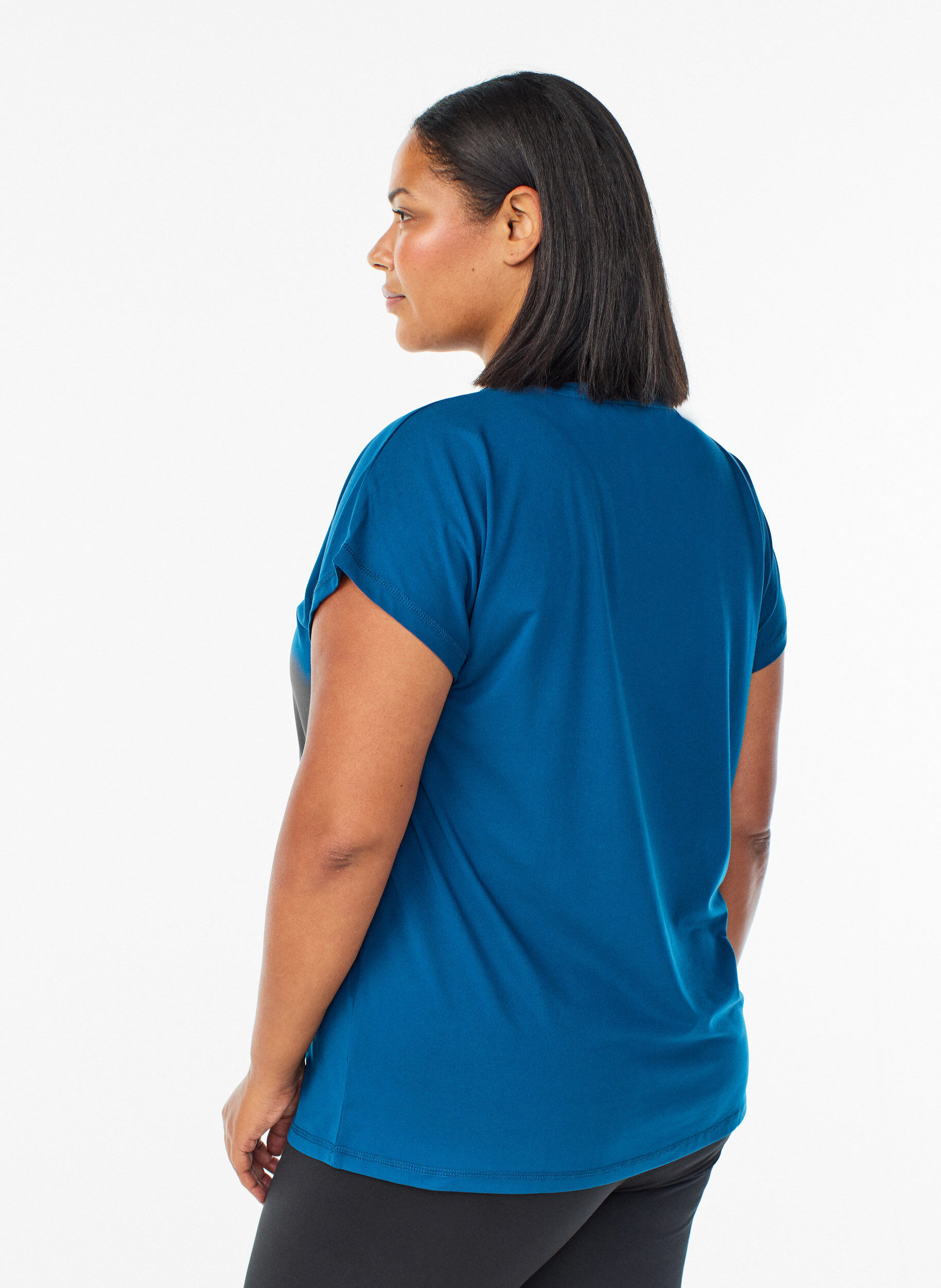 ZizziEinfarbiges Trainings-T-Shirt, Blau, Model image number 2