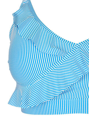 Gestreiftes Bikinioberteil mit Rüschen, BlueWhite Stripe AOP, Packshot image number 2