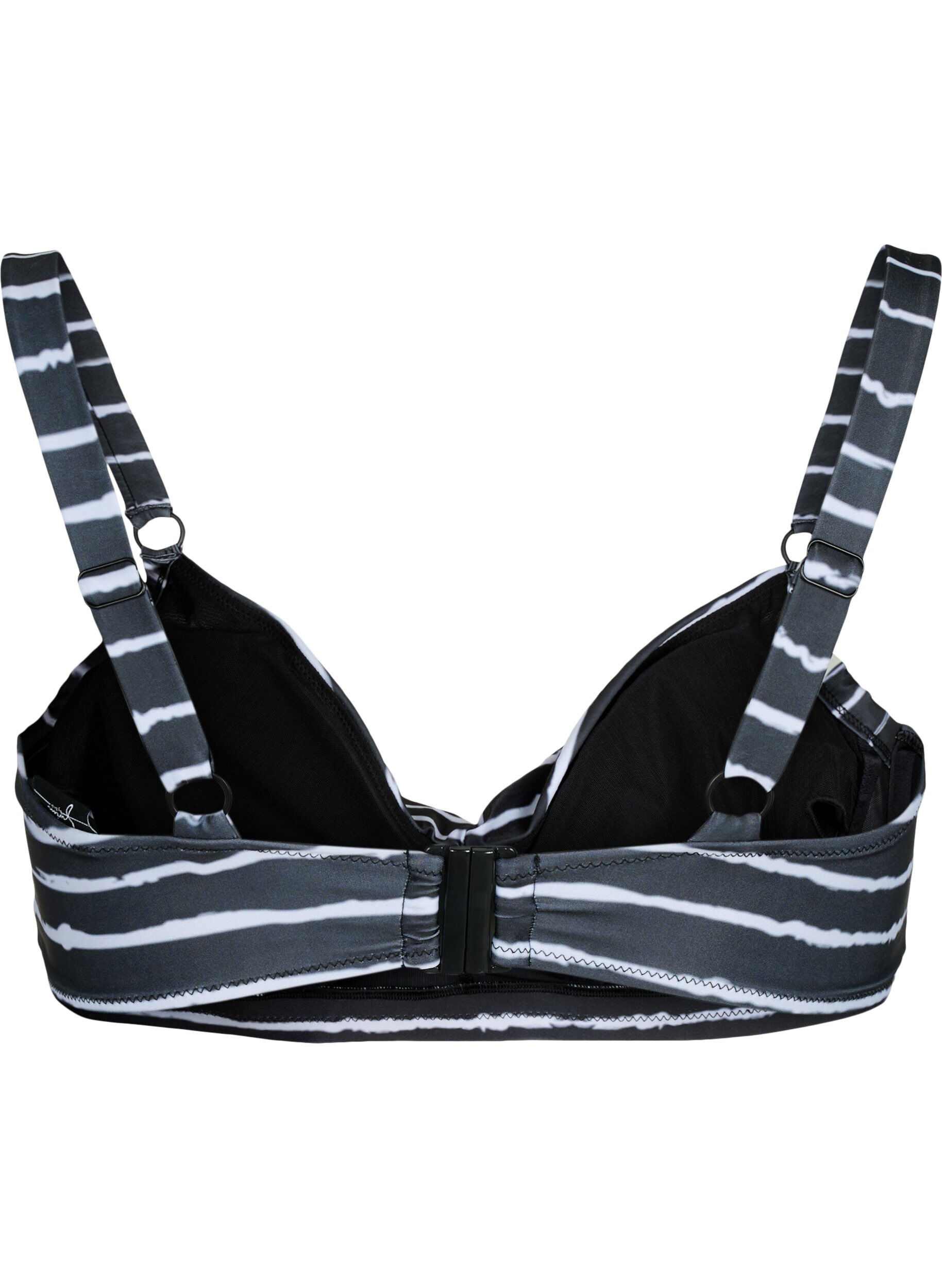 ZizziBedruckter Bikini BH mit B&uuml;gel, Black White Stripe, Packshot image number 1