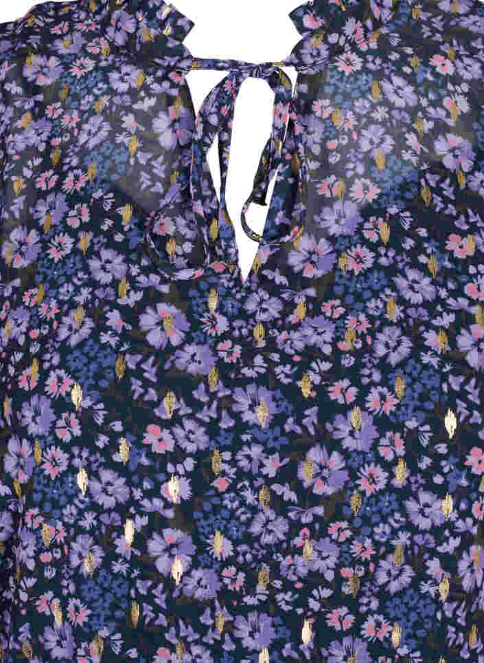 Tunika mit Blumendruck und Lurex, Purple Ditzy Flower, Packshot image number 2