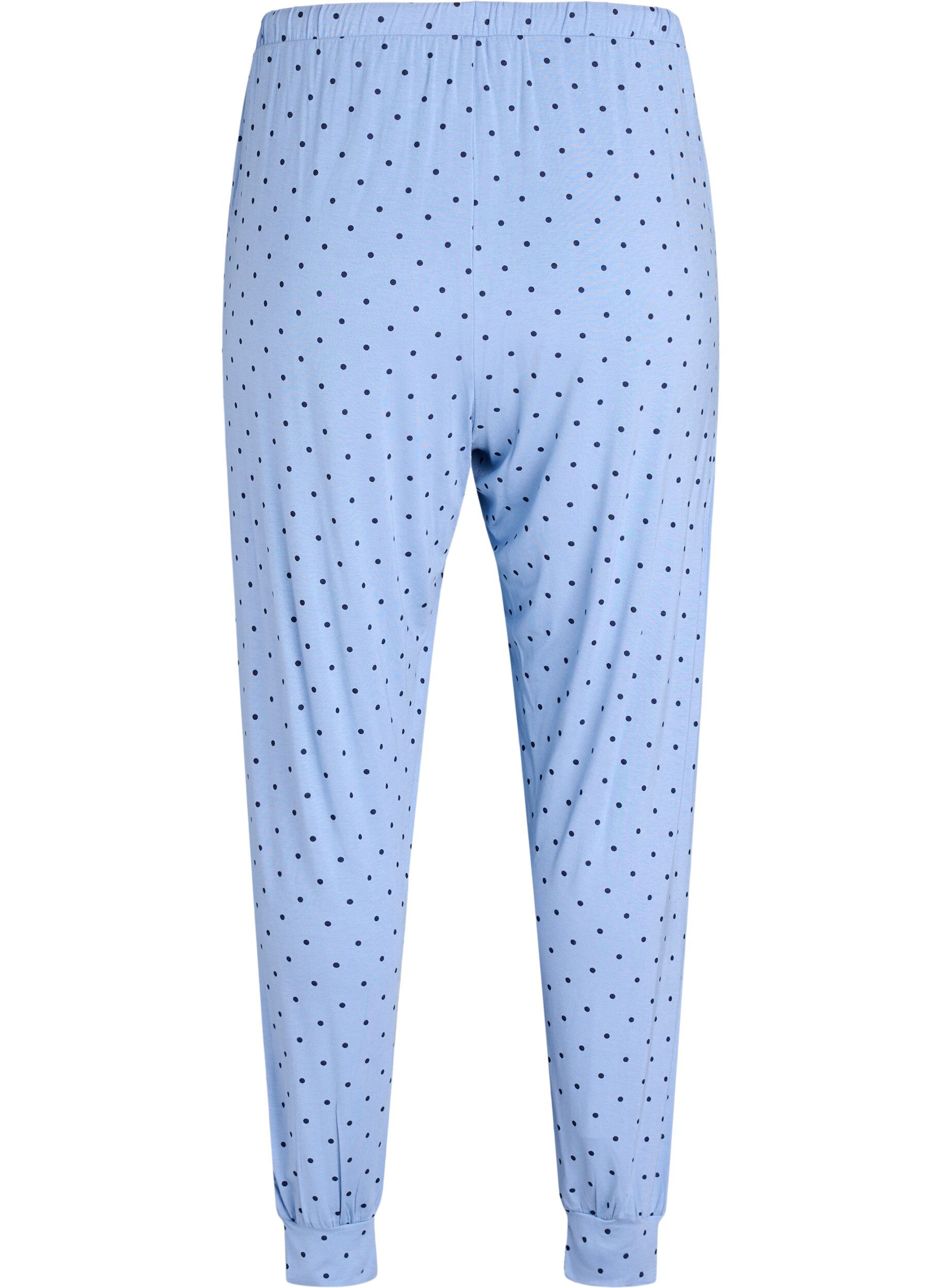 ZizziSchlafhose aus Modal mit hoher Taille, Blau, Packshot image number 1