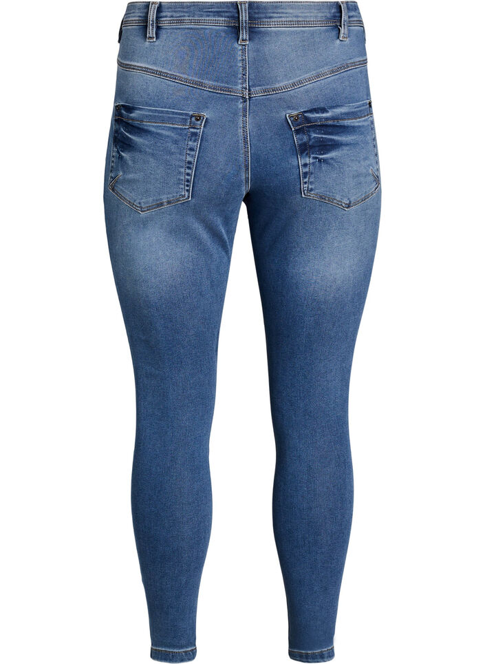 Kurze Amy Jeans mit Rei&szlig;verschlussdetail., Blau, Packshot image number 1