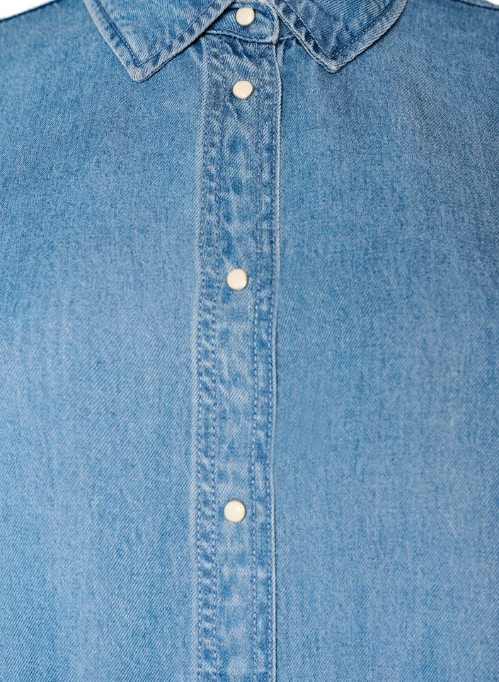 Jeanskleid aus Lyocell mit Kn&ouml;pfen und kurzen &Auml;rmeln, Blau, Packshot image number 2