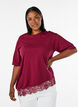 T-Shirt mit asymmetrischem Spitzensaum, Rot, Model image number 0