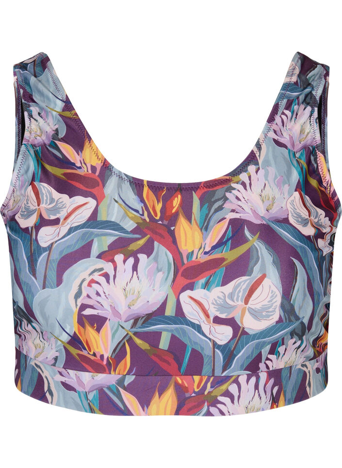 Bikini-Top mit Rundhalsausschnitt, Deep Tropical Print, Packshot image number 0