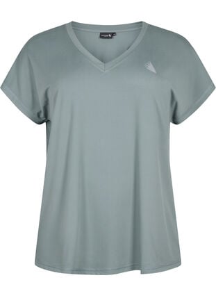 Lockeres Trainings-T-Shirt mit V-Ausschnitt, Balsam Green, Packshot image number 0