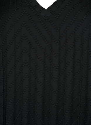 Kurzärmeliges Kleid mit Struktur , Black, Packshot image number 2