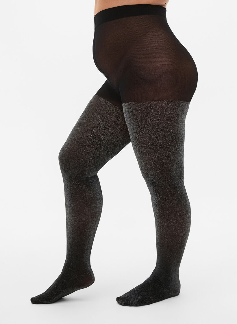 Glitzer Strumpfhose in 50 DEN, Schwarz, Model image number 0