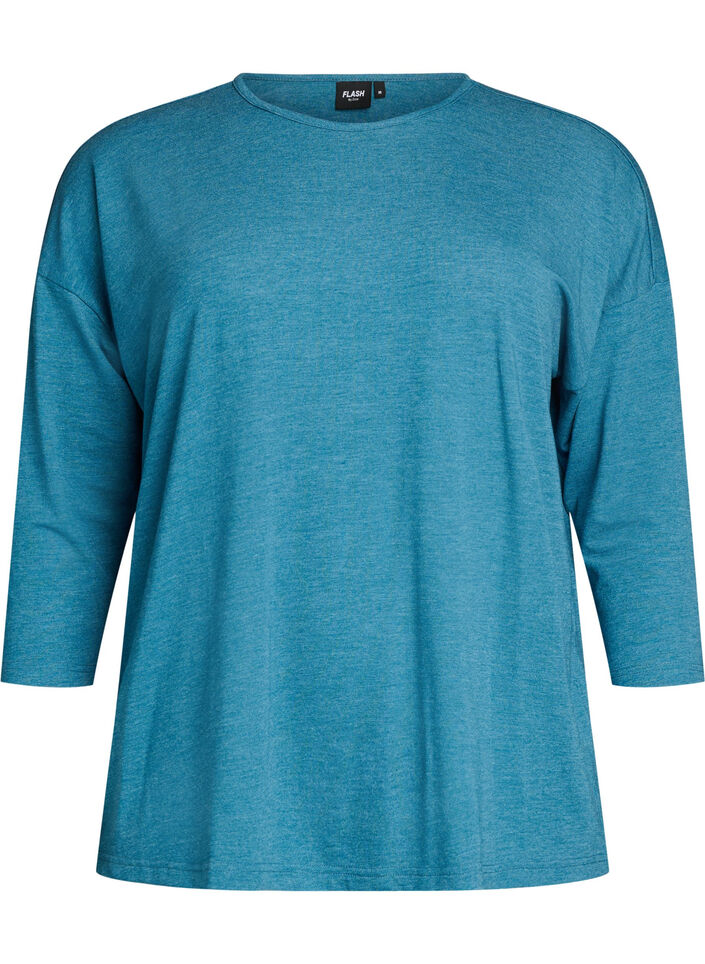 Bluse aus Jersey mit 3/4-&Auml;rmeln, Blau, Packshot image number 0