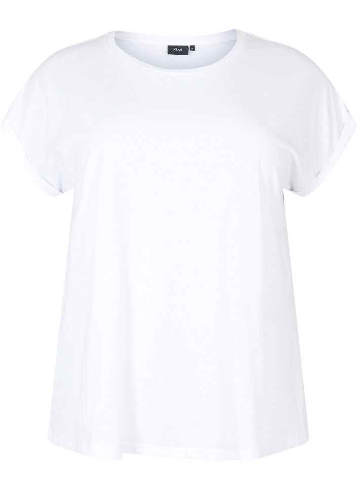 Kurz&auml;rmeliges T-Shirt aus einer Baumwollmischung, Wei&szlig;, Packshot image number 0