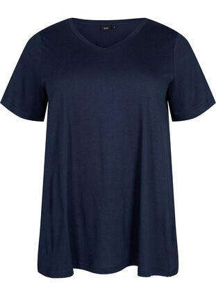 Kurzärmeliges T-Shirt mit A-Linie, Navy Blazer, Packshot image number 0