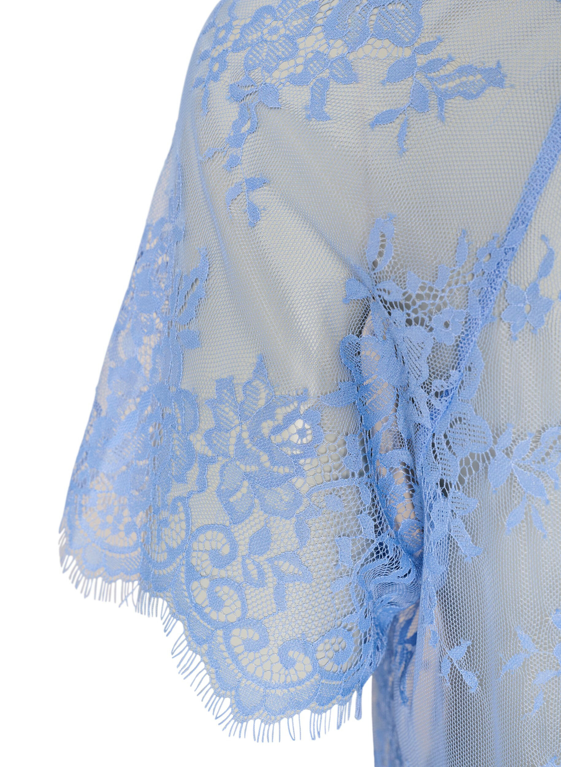 ZizziKurz&auml;rmelige Spitzenbluse mit Bindeband, lila, Packshot image number 3