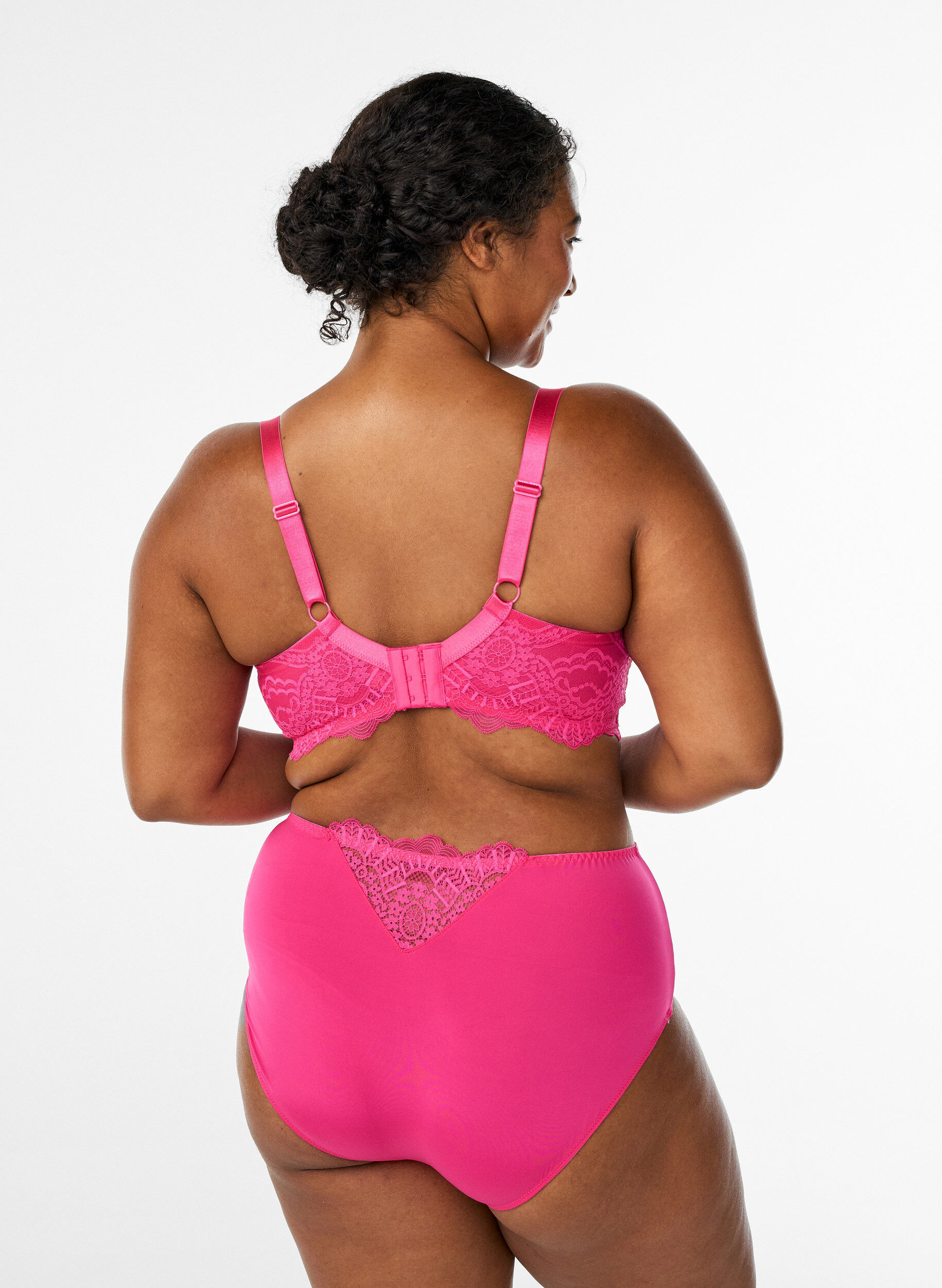 ZizziSlip aus Mikrofaser mit Spitzendetails, Pink, Model image number 1