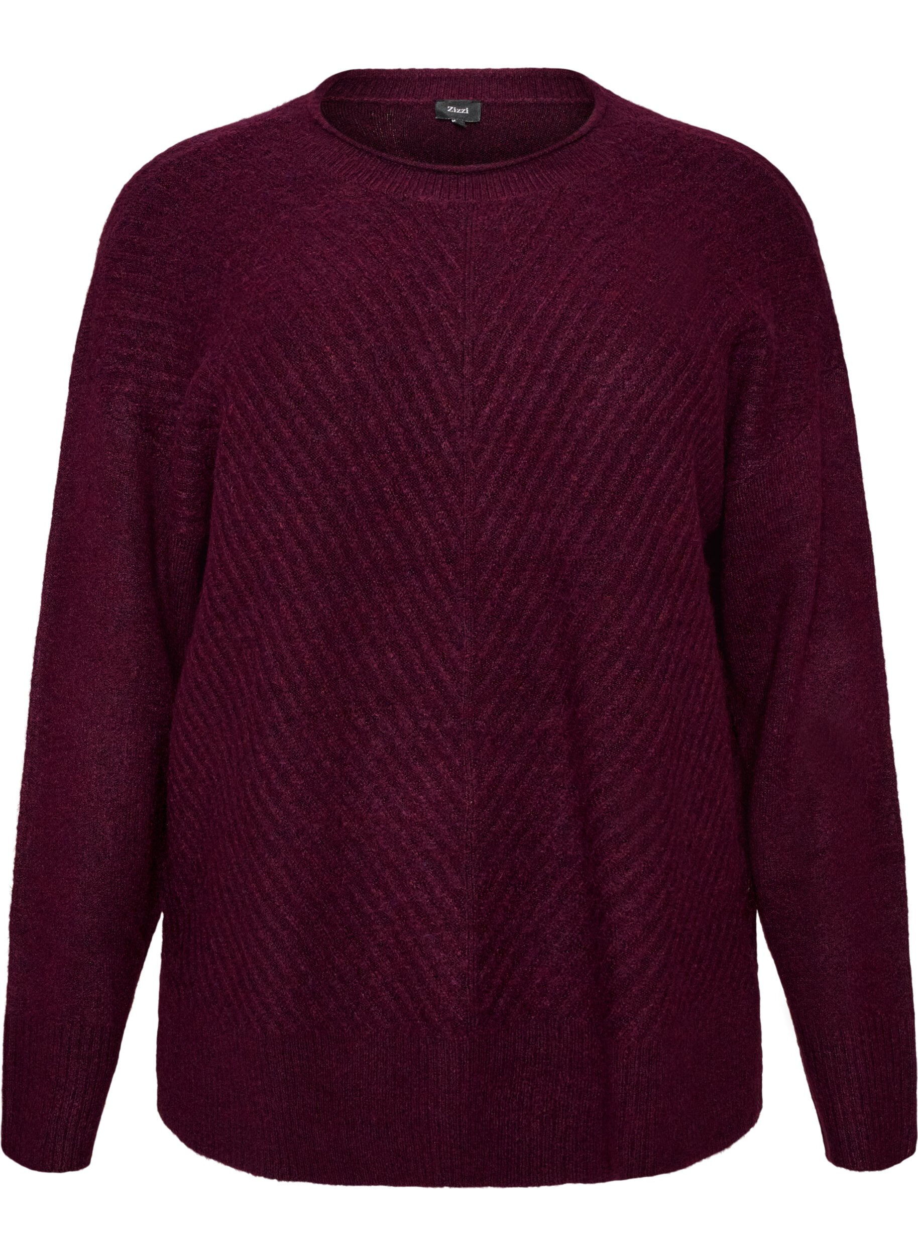 Strickbluse mit V-f&ouml;rmigem Rippenmuster und Schlitzen