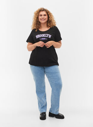Baumwoll-T-Shirt mit Aufdruck, Black Brooklyn, Model image number 2