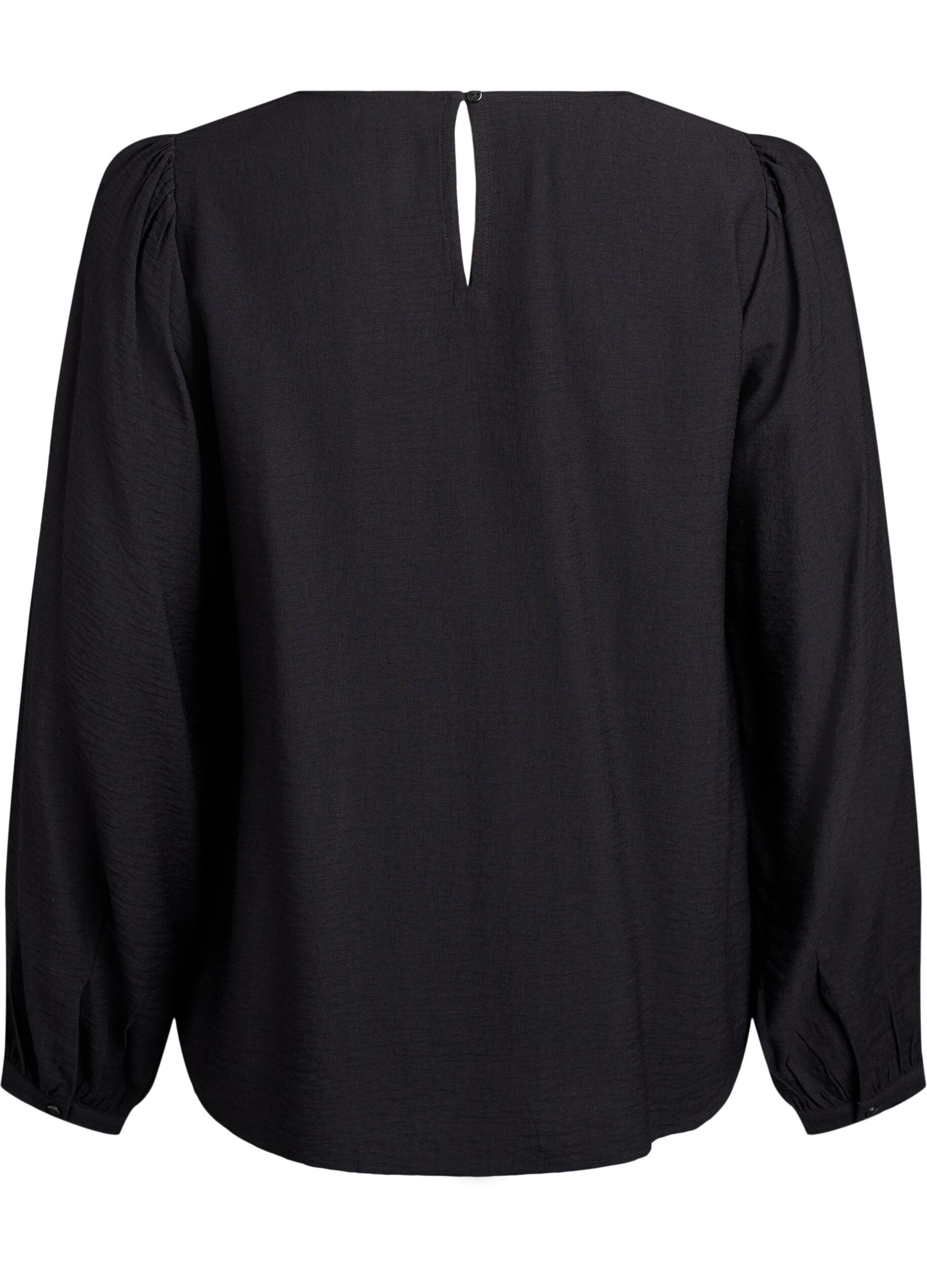ZizziLang&auml;rmelige Viskosebluse, Schwarz, Packshot image number 1