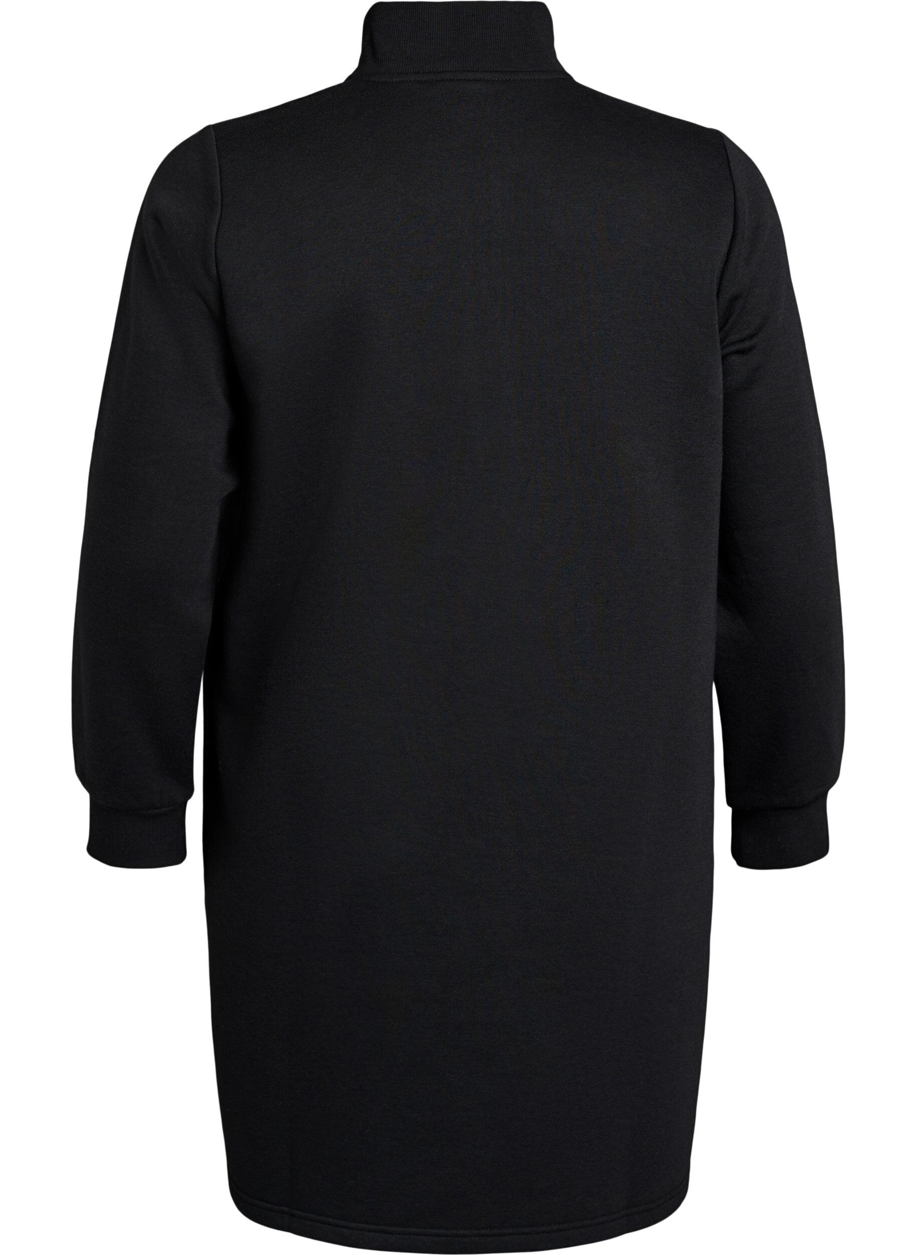 ZizziKurzes Sweatshirtkleid mit hohem Kragen, Schwarz, Packshot image number 1