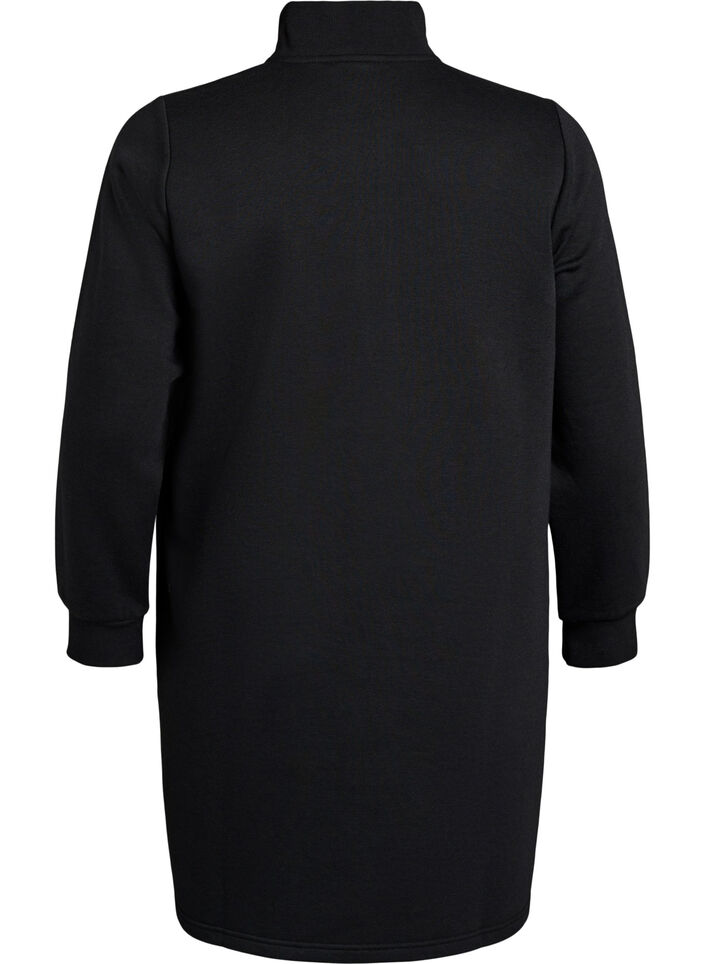 Kurzes Sweatshirtkleid mit hohem Kragen, Schwarz, Packshot image number 1