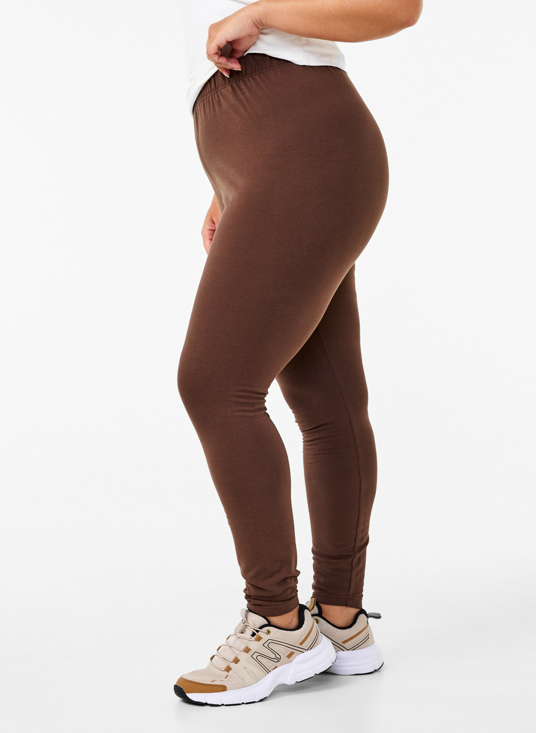 ZizziGef&uuml;tterte Baumwollleggings., Braun, Model image number 2