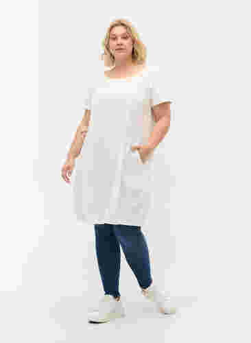 Kurzarm Kleid aus Baumwolle, Bright White, Model image number 2