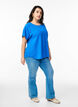 Bluse mit kurzen &Auml;rmeln und Rundhalsausschnitt, Blau, Model image number 1