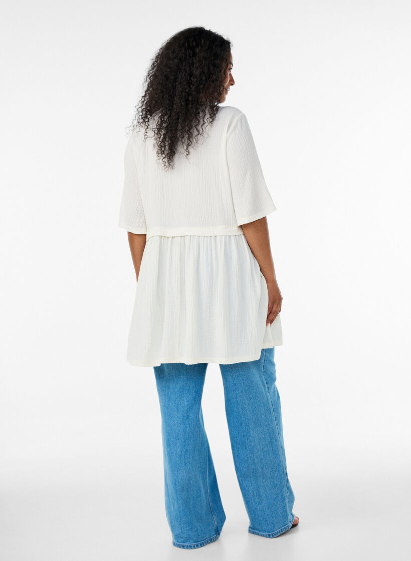 Tunika mit Crinkle-Struktur und 1/2-&Auml;rmeln, Vanille, Model image number 2