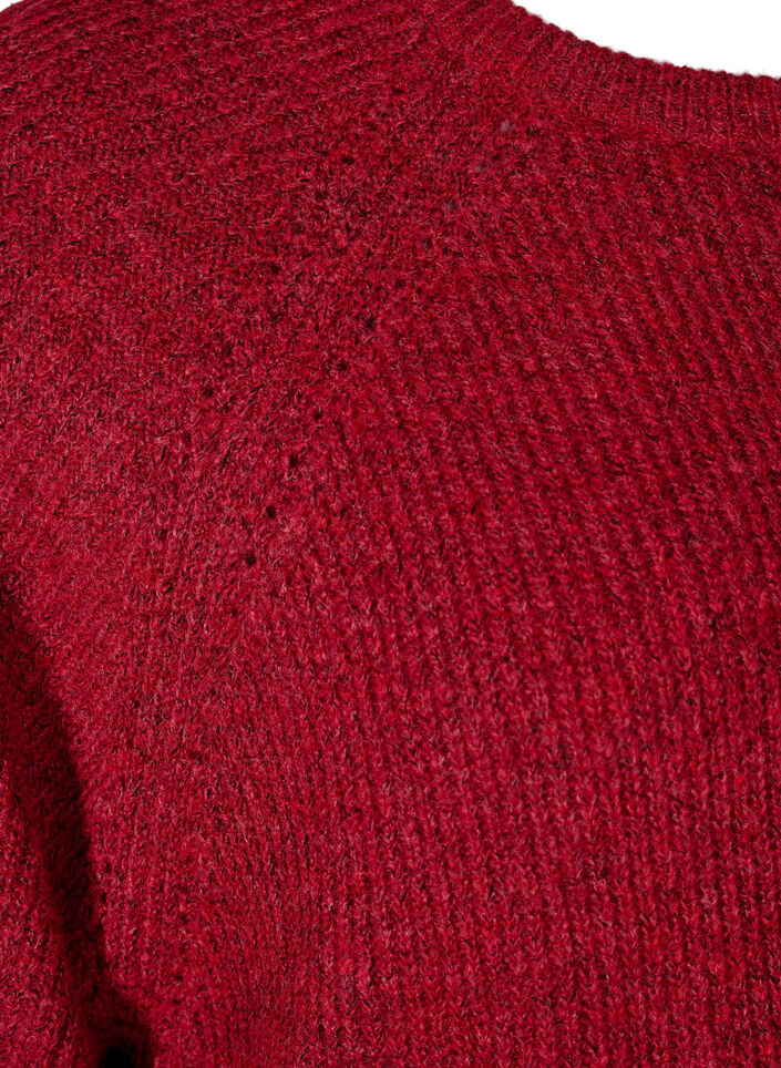 Ripppullover mit 3/4-Ärmeln, Rot, Packshot image number 3