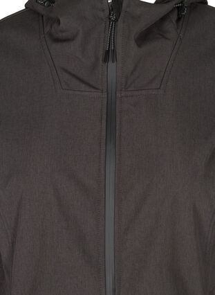 Softshell-Jacke mit Kapuze und verstellbarer Taille, Dark Grey Melange, Packshot image number 2