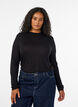 Hochgeschlossene Bluse aus Viskose-Jersey, Schwarz, Model image number 0