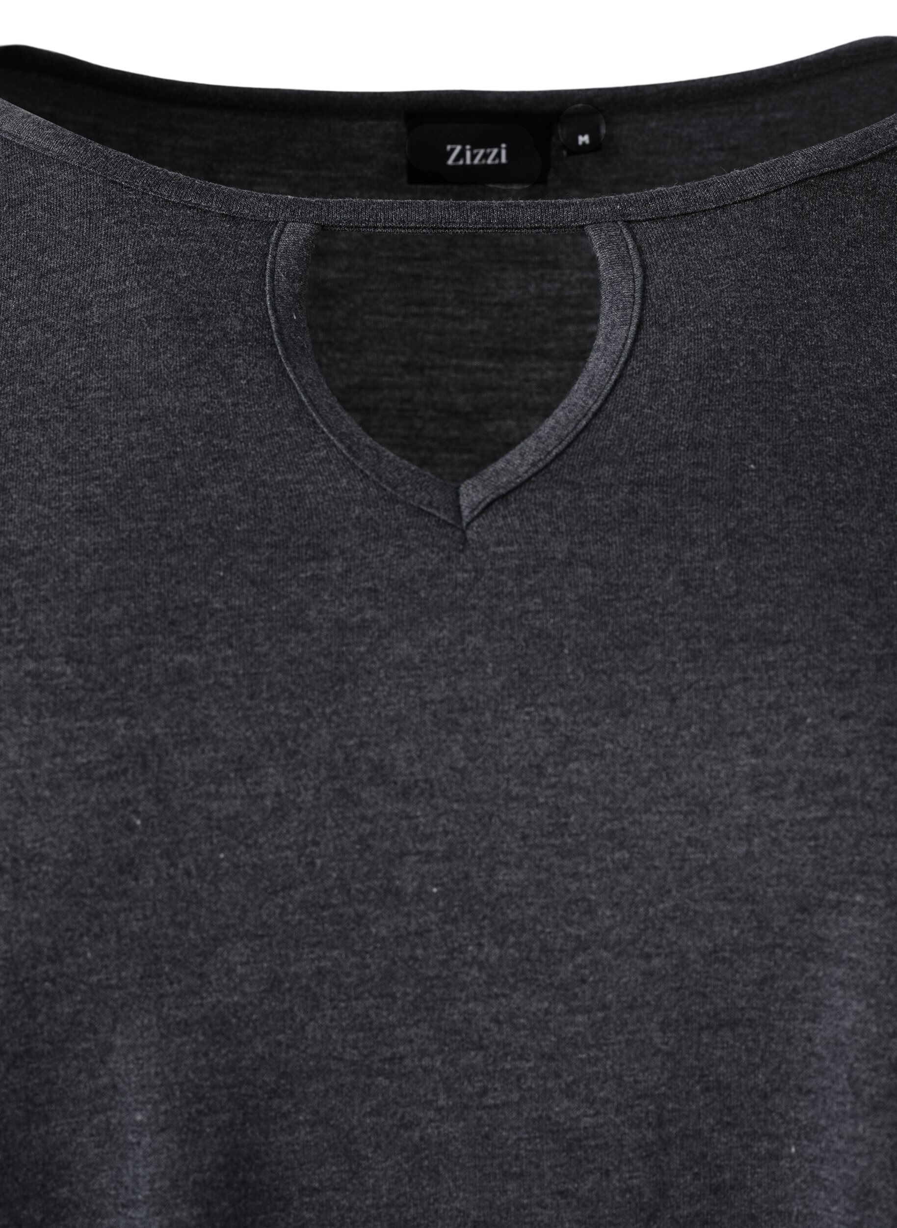 ZizziMelange-Bluse mit langen &Auml;rmeln, Black Mel. , Packshot image number 3