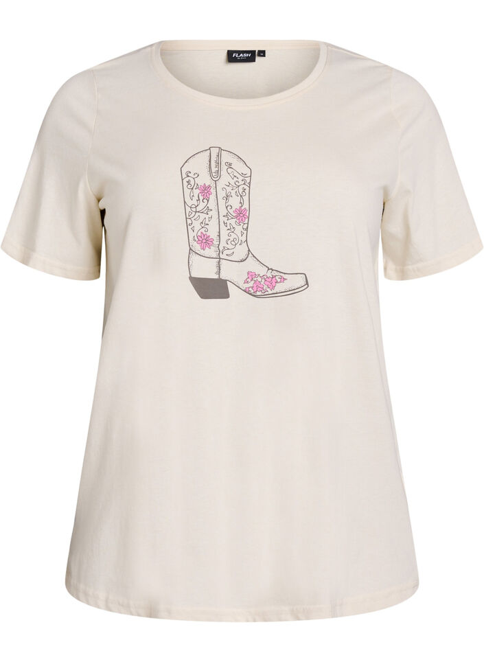T-Shirt mit Print, Vanille, Packshot image number 0