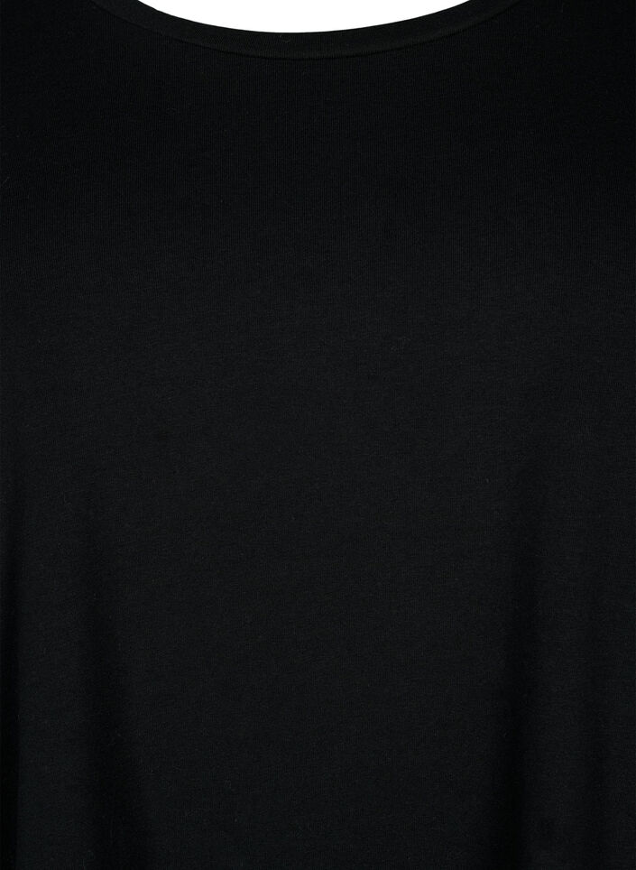 Basic T-Shirt aus Baumwolle mit 3/4-&Auml;rmeln, Schwarz, Packshot image number 2