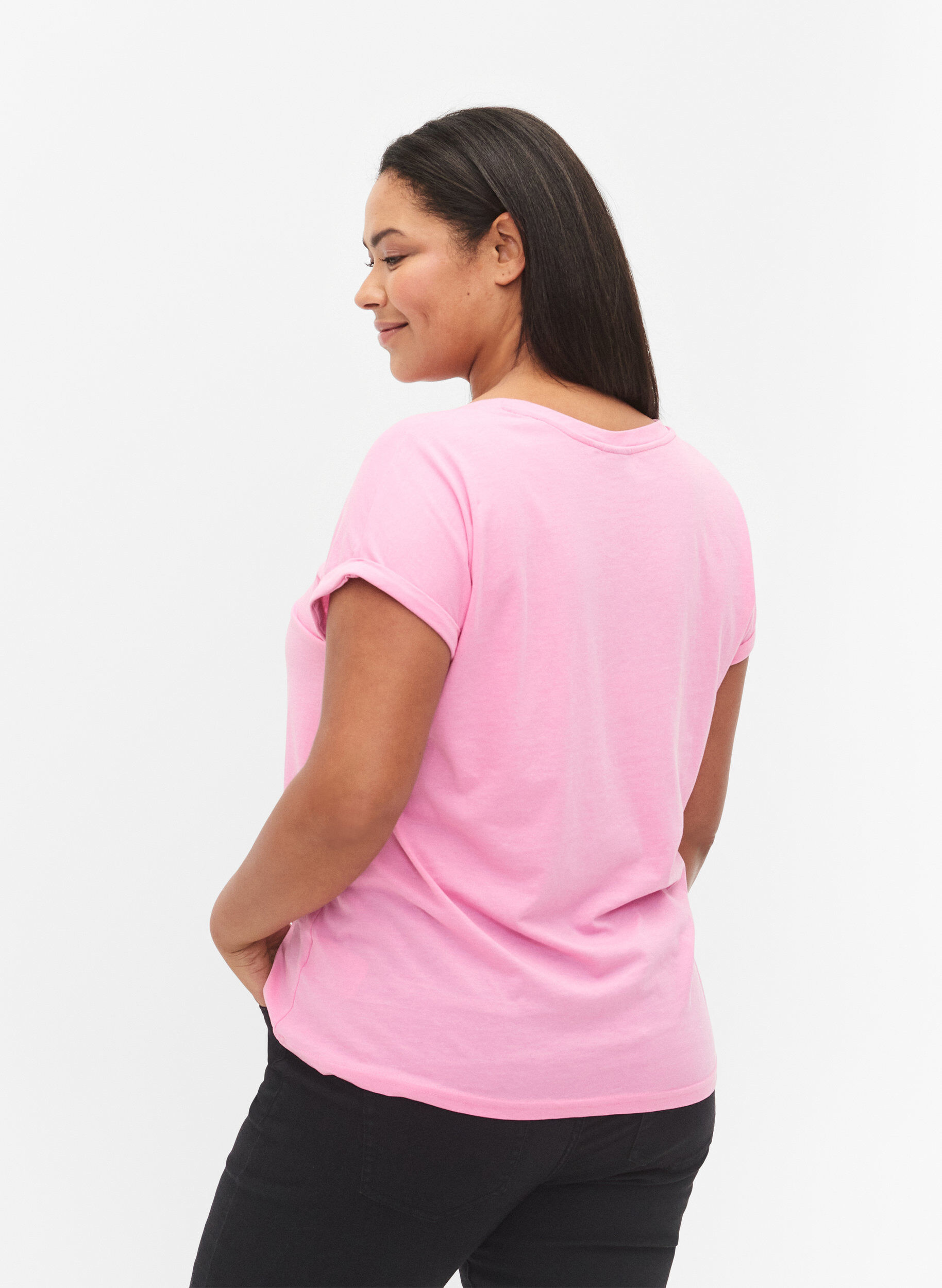 ZizziKurz&auml;rmeliges T-Shirt aus einer Baumwollmischung, Pink, Model image number 2