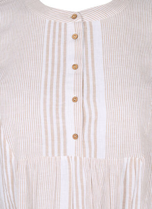 Kurzarm Tunika mit Knöpfen, White Taupe Stripe, Packshot image number 2