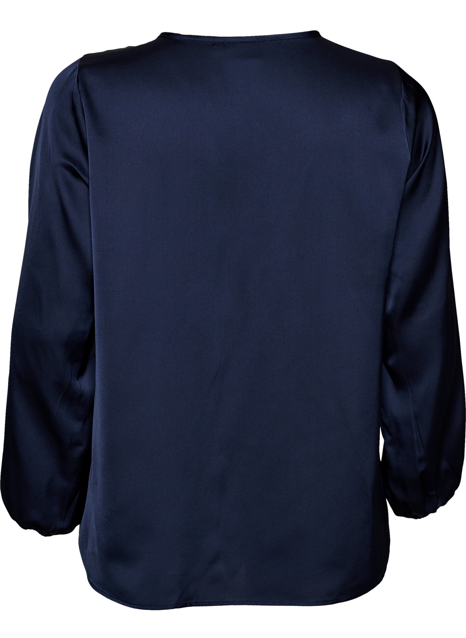 ZizziSatinbluse mit Spitzenapplikationen und Perlen, Blau, Packshot image number 1