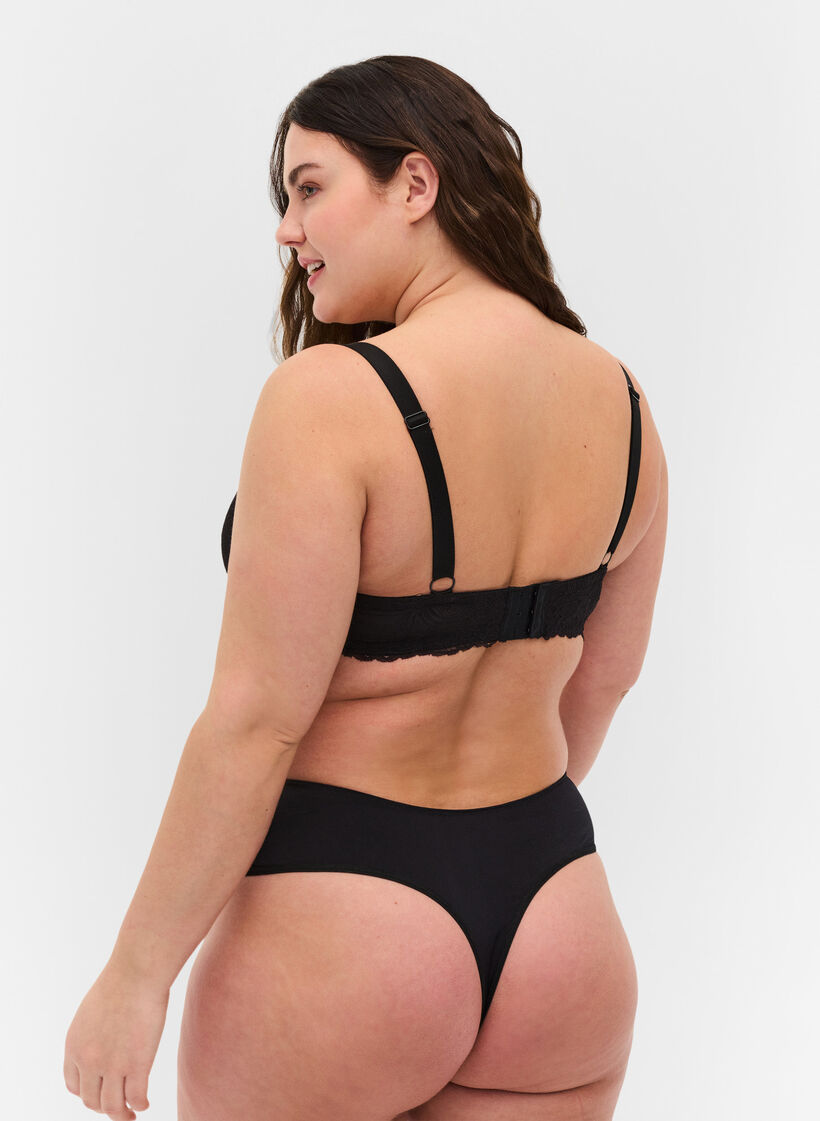 G-String mit Spitze und regulärer Taille, Black, Model image number 1