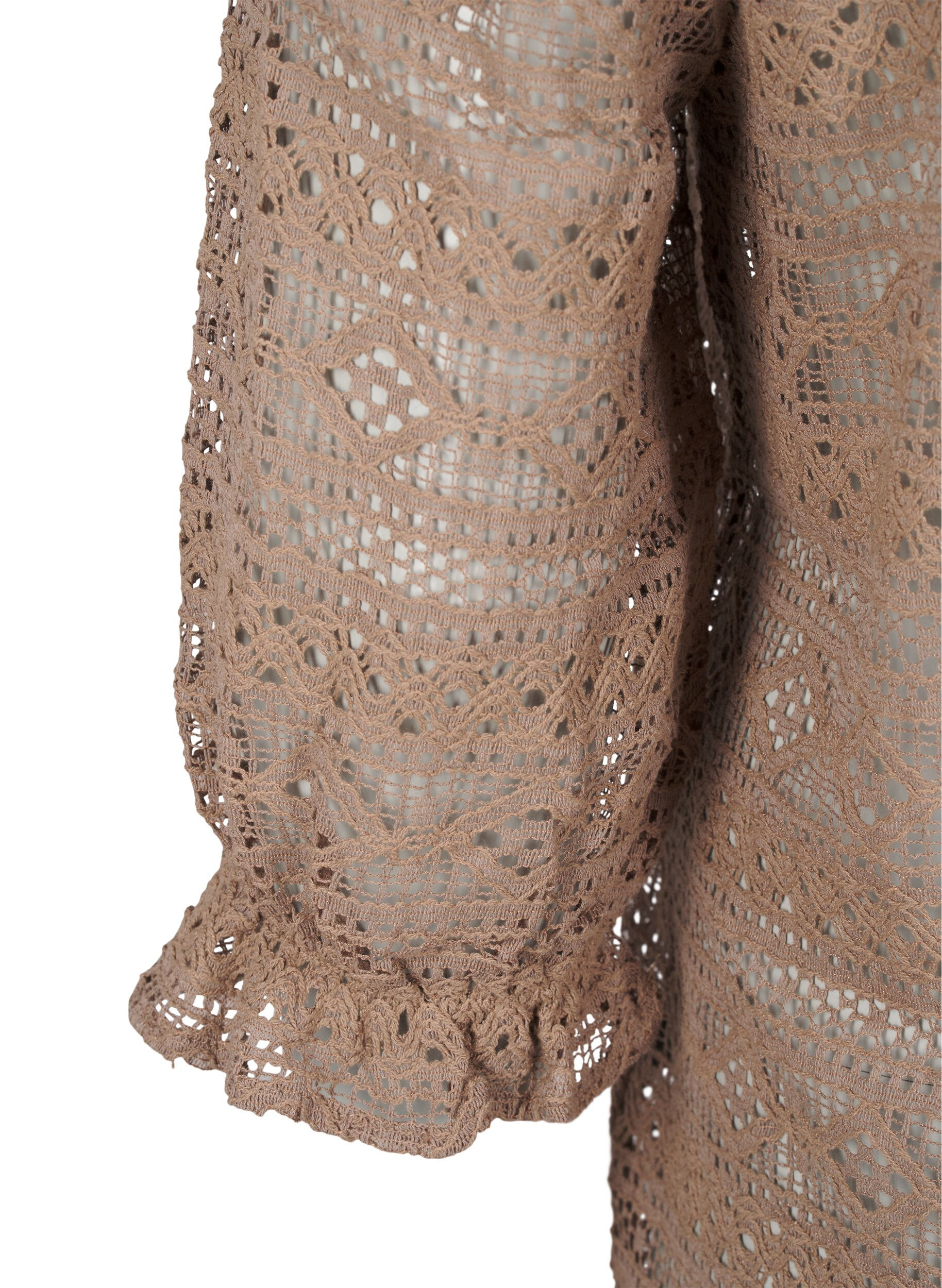 ZizziBluse mit Lochmuster und 3/4-&Auml;rmeln, Braun, Packshot image number 3