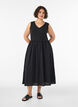 &Auml;rmelloses Midikleid aus Baumwolle mit Ripp und Musselin, Schwarz, Model image number 0