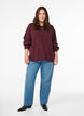 Strickbluse mit Wellenkante, Dunkles Bordeaux, Model image number 1