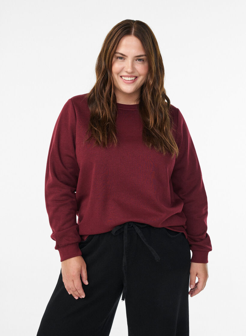 Sweatshirt mit Fransen, Dunkles Bordeaux, Model image number 0