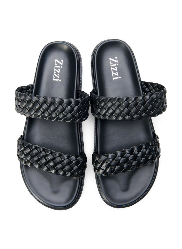 Wide Fit Sandalen aus Leder, Black, Packshot image number 3