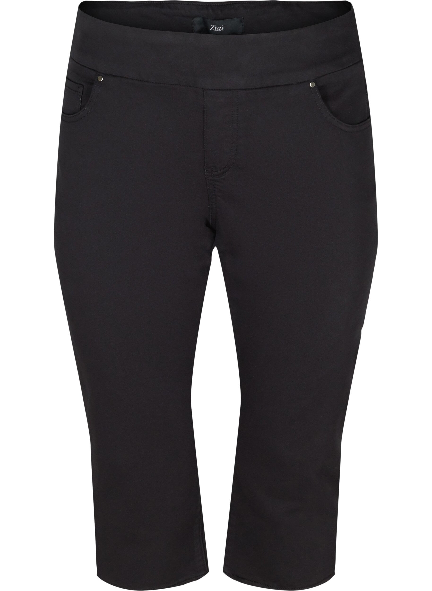 ZizziEng anliegende Caprihose aus einer Baumwollmischung, Black, Packshot image number 0