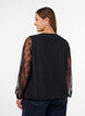 Bluse mit &Auml;rmeln aus Spitze und Ballonform, Schwarz, Model image number 2